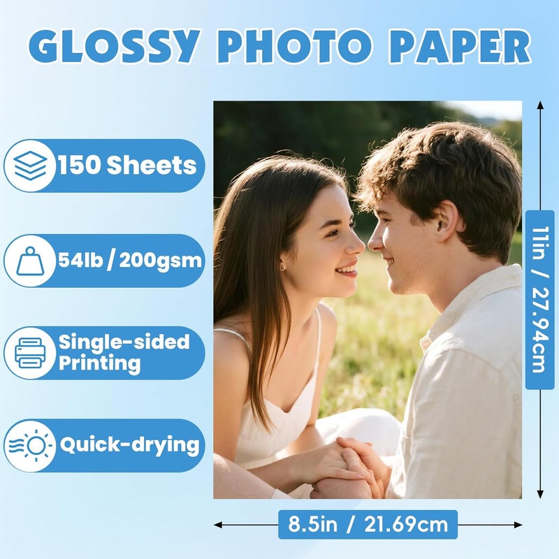 NUITPY 150 Sheets Glossy Photo Paper, 8.5in x 11in Inkjet Photo Printer Paper, Picture Paper for Photos, Calendars, Brochures, Cards, Menus(200gsm / 54lb) - Image 2